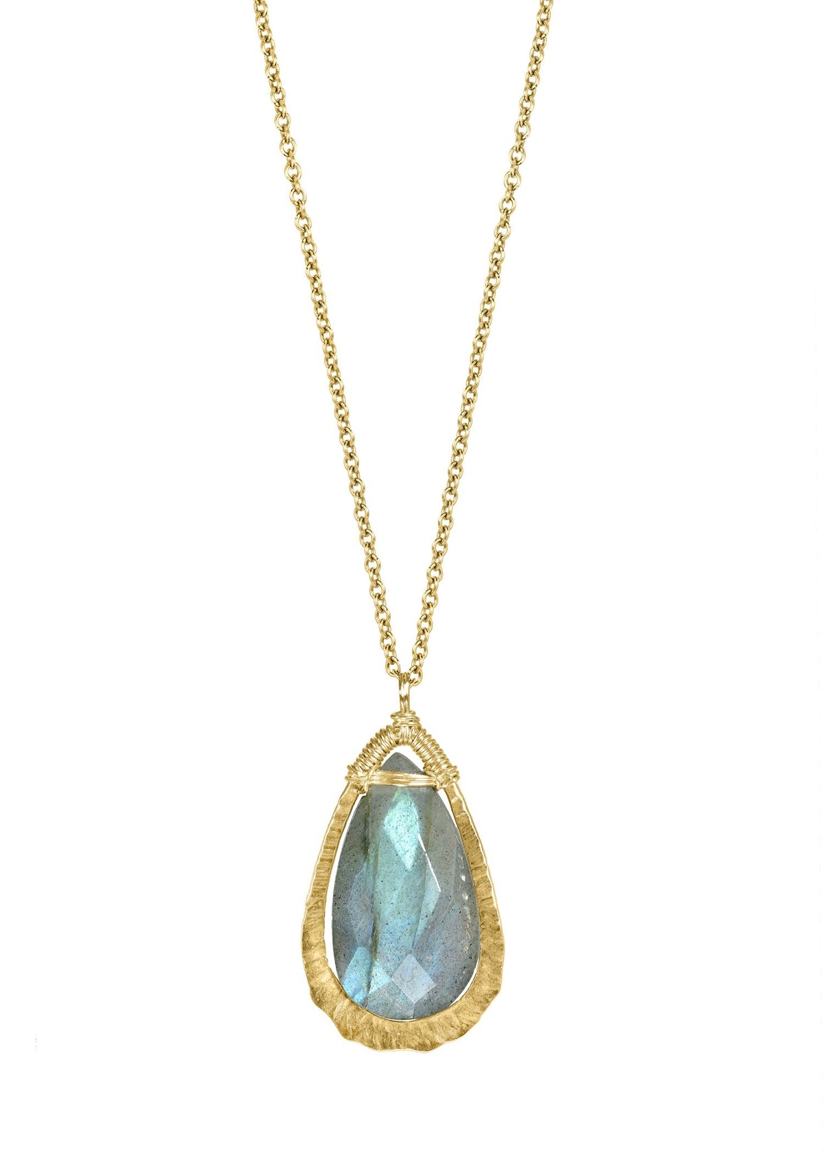 Labradorite 14k gold fill Necklace measures 18&quot; in length Pendant measures 7/8&quot; in length and 1/2&quot; in width Handmade in our Los Angeles studio