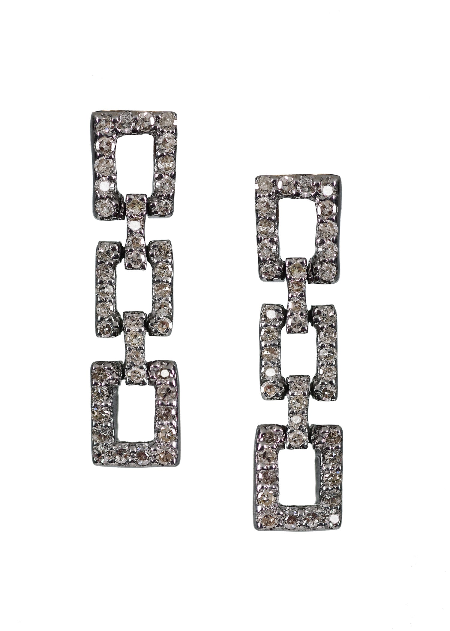 Diamond Sterling silver Special order only Earrings measure 3/4" in length and 3/16" in width Handmade in our Los Angeles studio