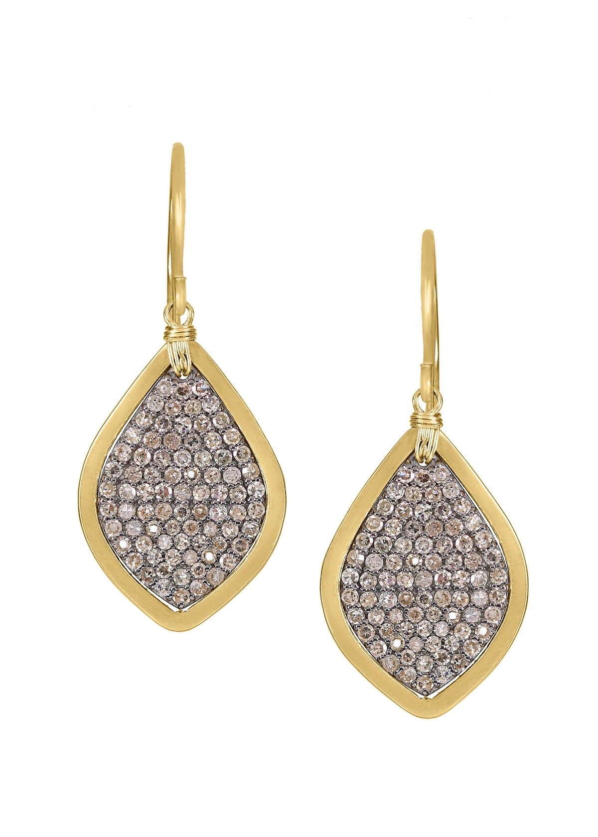 Diamond 14k gold Sterling silver Mixed metal Special order only Earrings measure 1-3/16&quot; in length (including the ear wires) and 1/2&quot; in width at the widest point Handmade in our Los Angeles studio