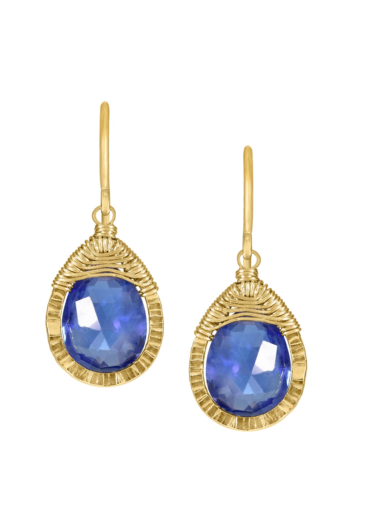Kyanite 14k gold fill Earrings measure 15/16&quot; in length (including the ear wires) and 3/8&quot; in width at the widest point Handmade in our Los Angeles studio