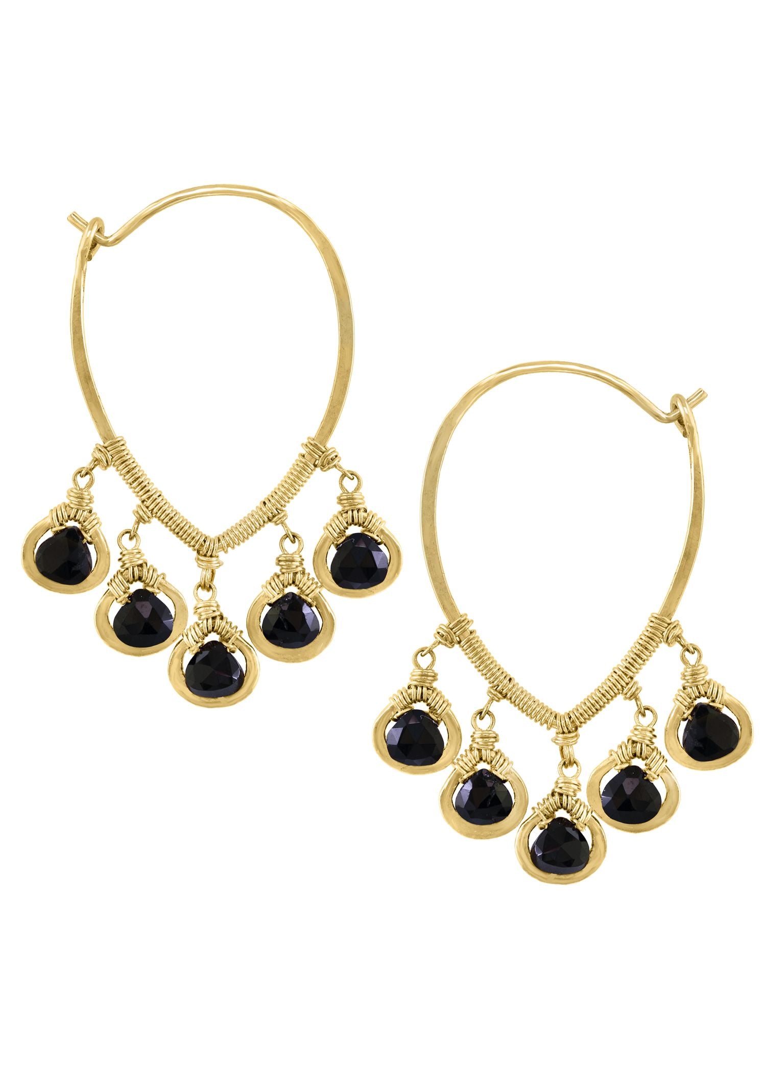 Black spinel 14k gold fill Earrings measure 1-7/16" in length and 1-1/16" in width Handmade in our Los Angeles studio