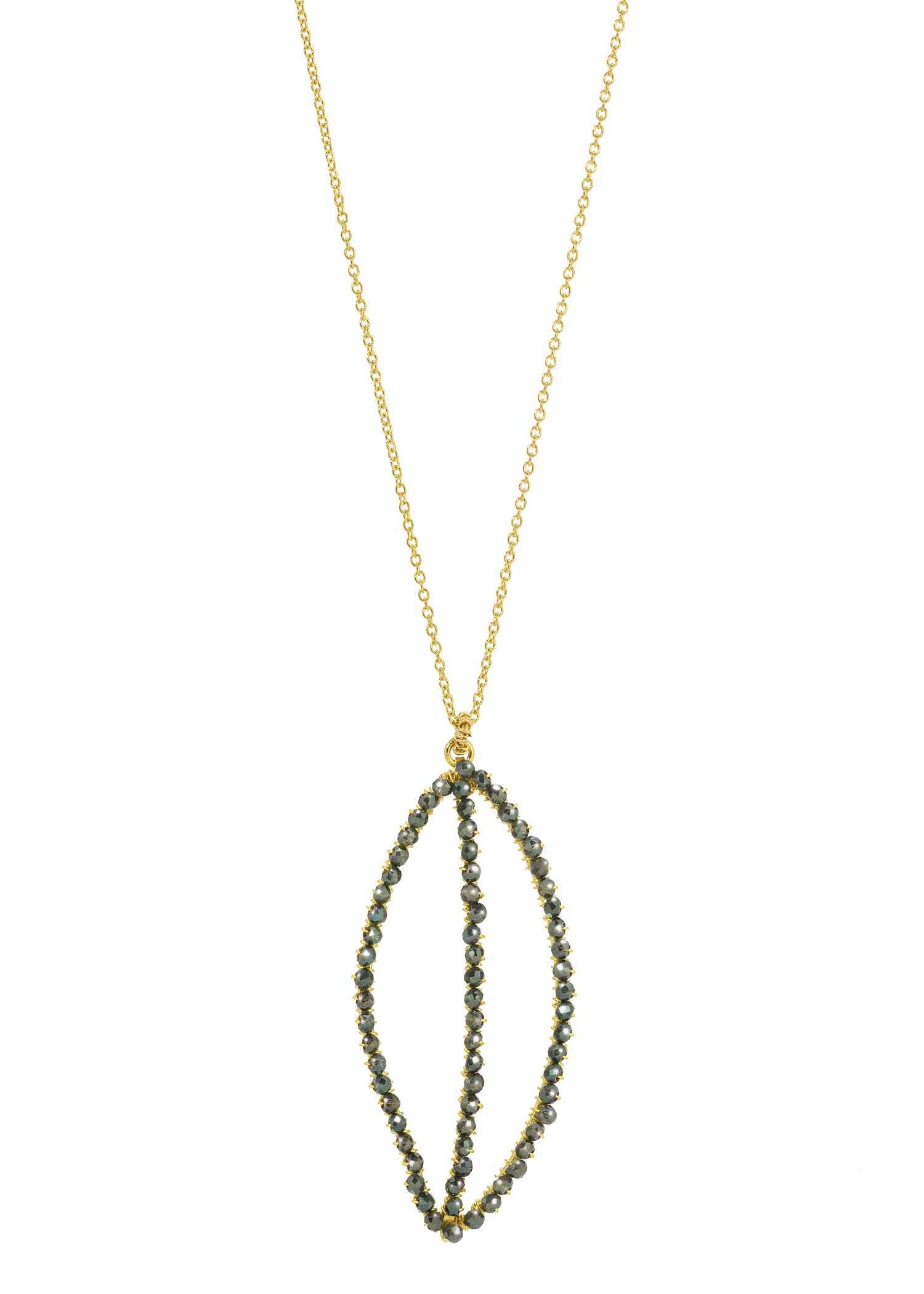 Crystal leaf necklace in 14k gold fill with shimmering crystals on a delicate chain, measuring 17 inches in length.