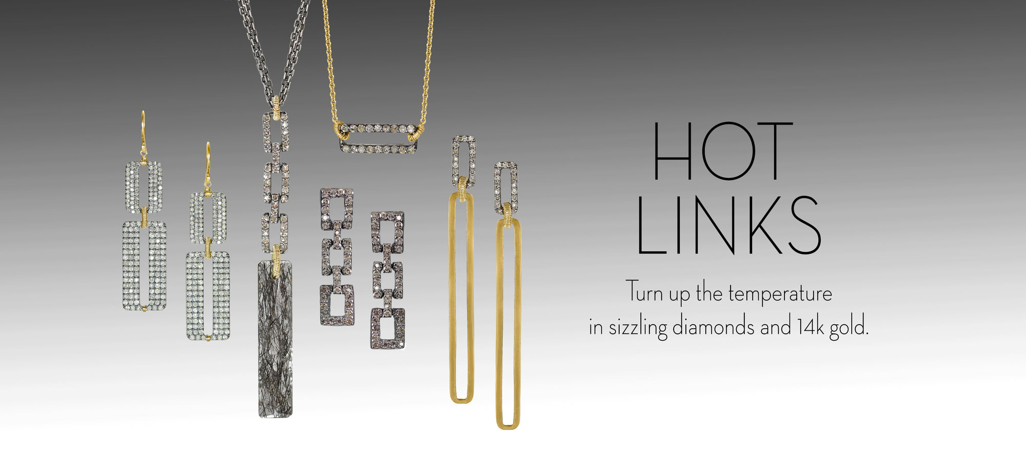 Hot Links. Turn up the temperature with sizzling diamond and 14k gold.