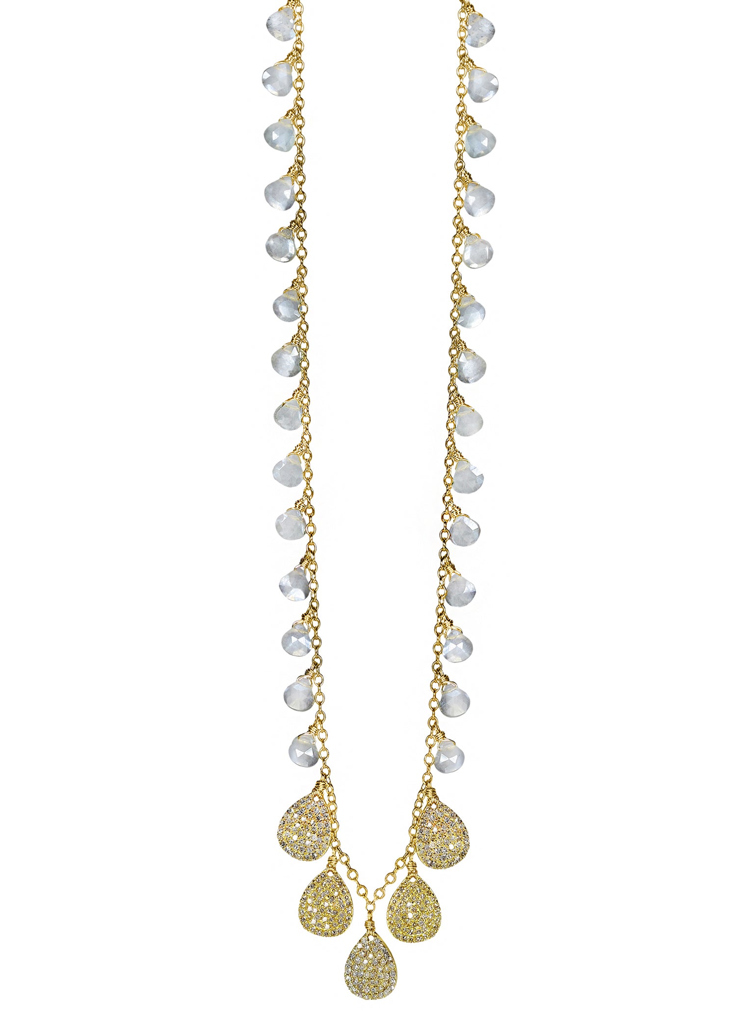 Diamond Gray moonstone 14k gold Special order only Handmade in our Los Angeles studio 