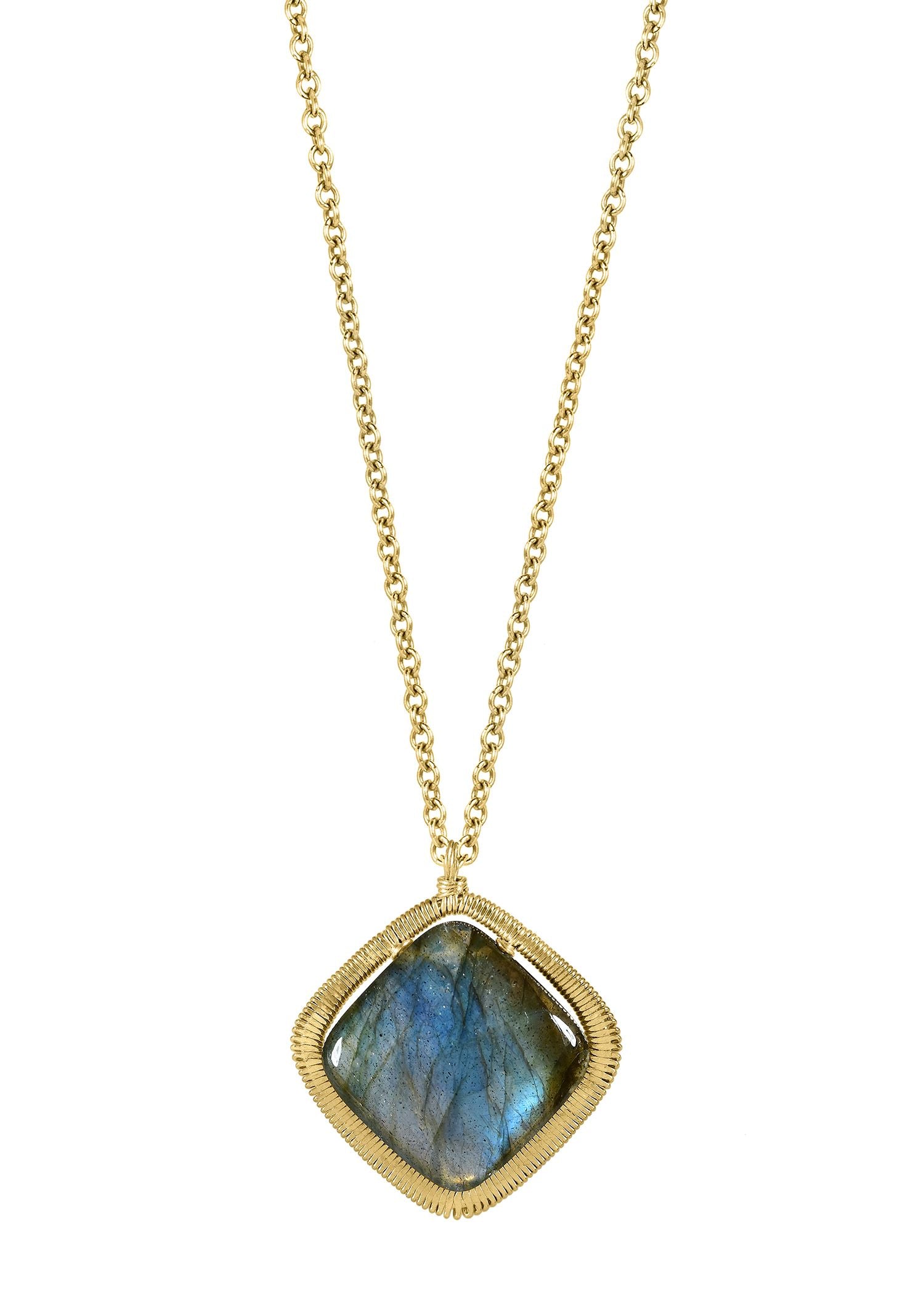 Labradorite 14k gold fill Necklace measures 17-1/4" in length Pendant measures 13/16" in length and 13/16" in width Handmade in our Los Angeles studio