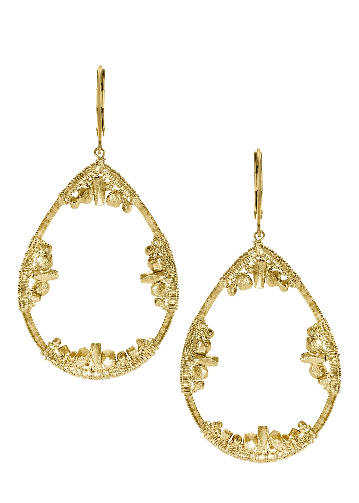 14k gold fill Earrings measure 2-1/8" in length (including the levers) and 2-1/8" in width Handmade in our Los Angeles studio