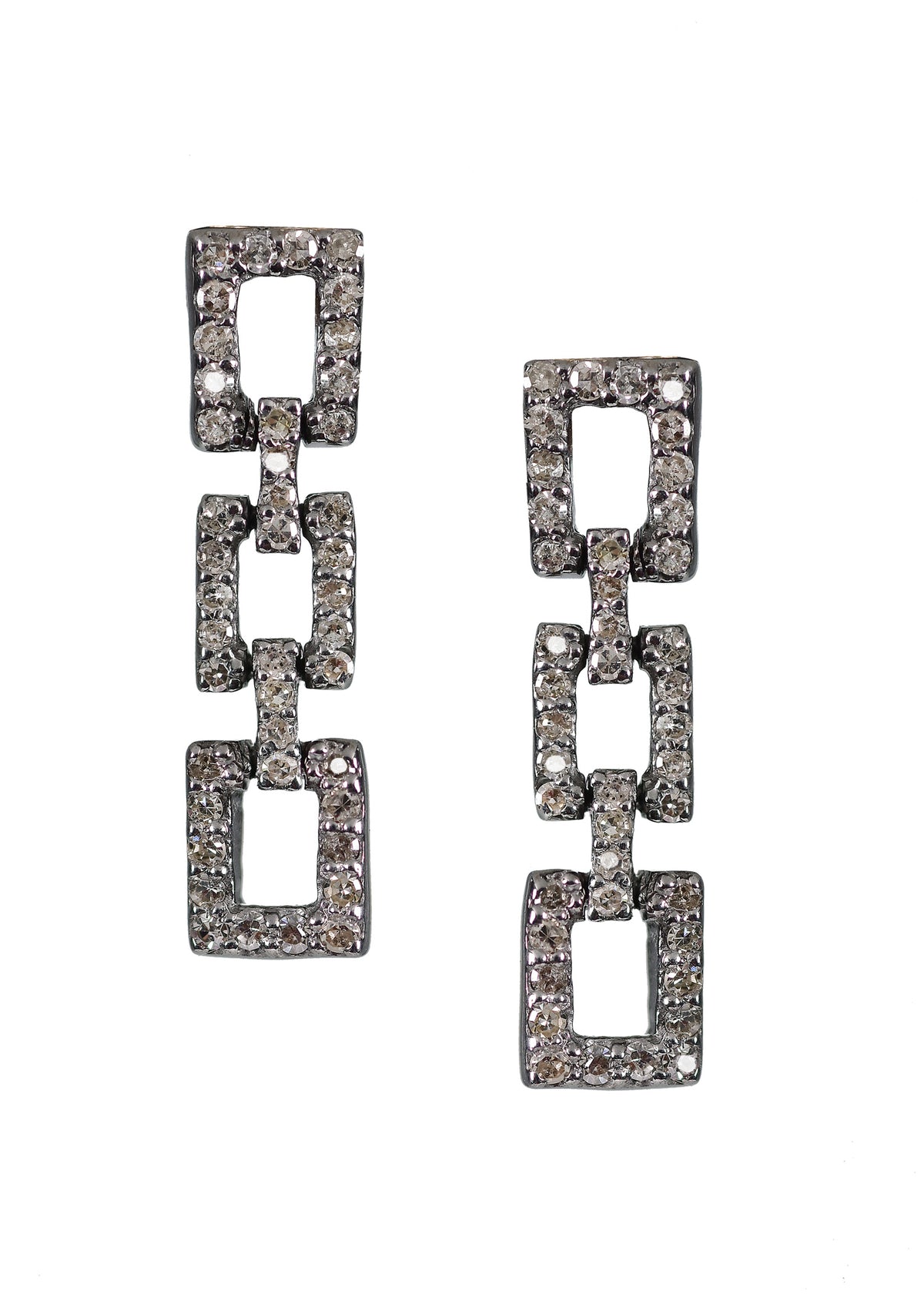 Diamond Sterling silver Special order only Earrings measure 3/4&quot; in length and 3/16&quot; in width Handmade in our Los Angeles studio