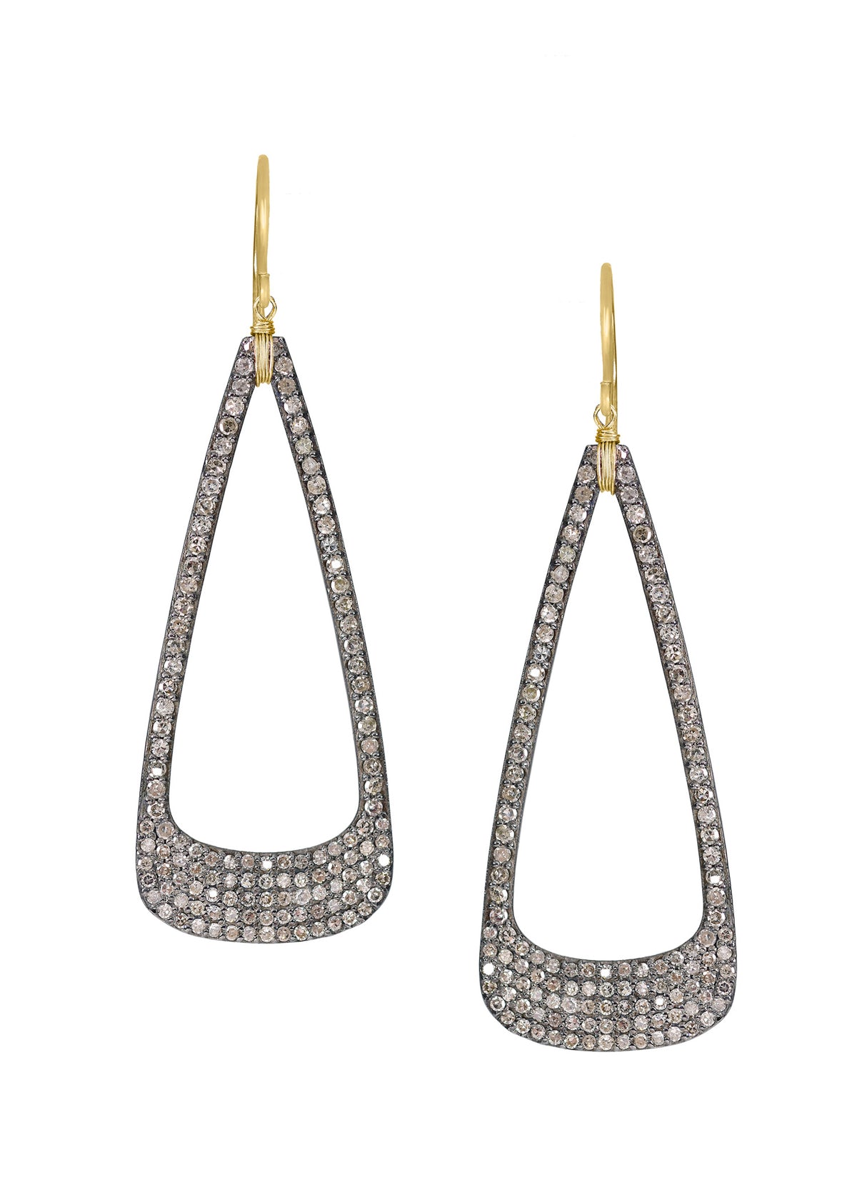 Diamond 14k gold Sterling silver Mixed metal Special order only Earrings measure 2-3/8&quot; in length (including the ear wires) and 13/16&quot; in width at the widest point Handmade in our Los Angeles studio