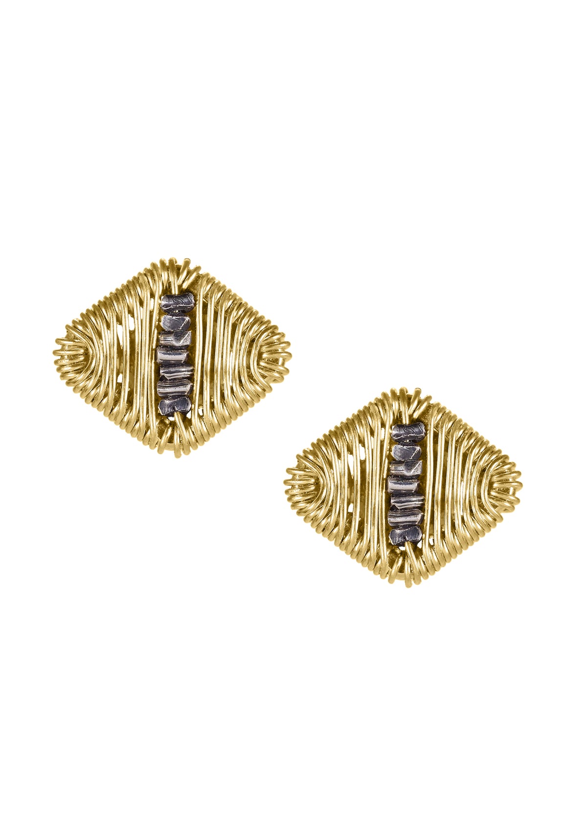 14k gold fill Sterling silver Mixed metal Earrings measure 3/8&quot; in length and 7/16&quot; in width Handmade in our Los Angeles studio