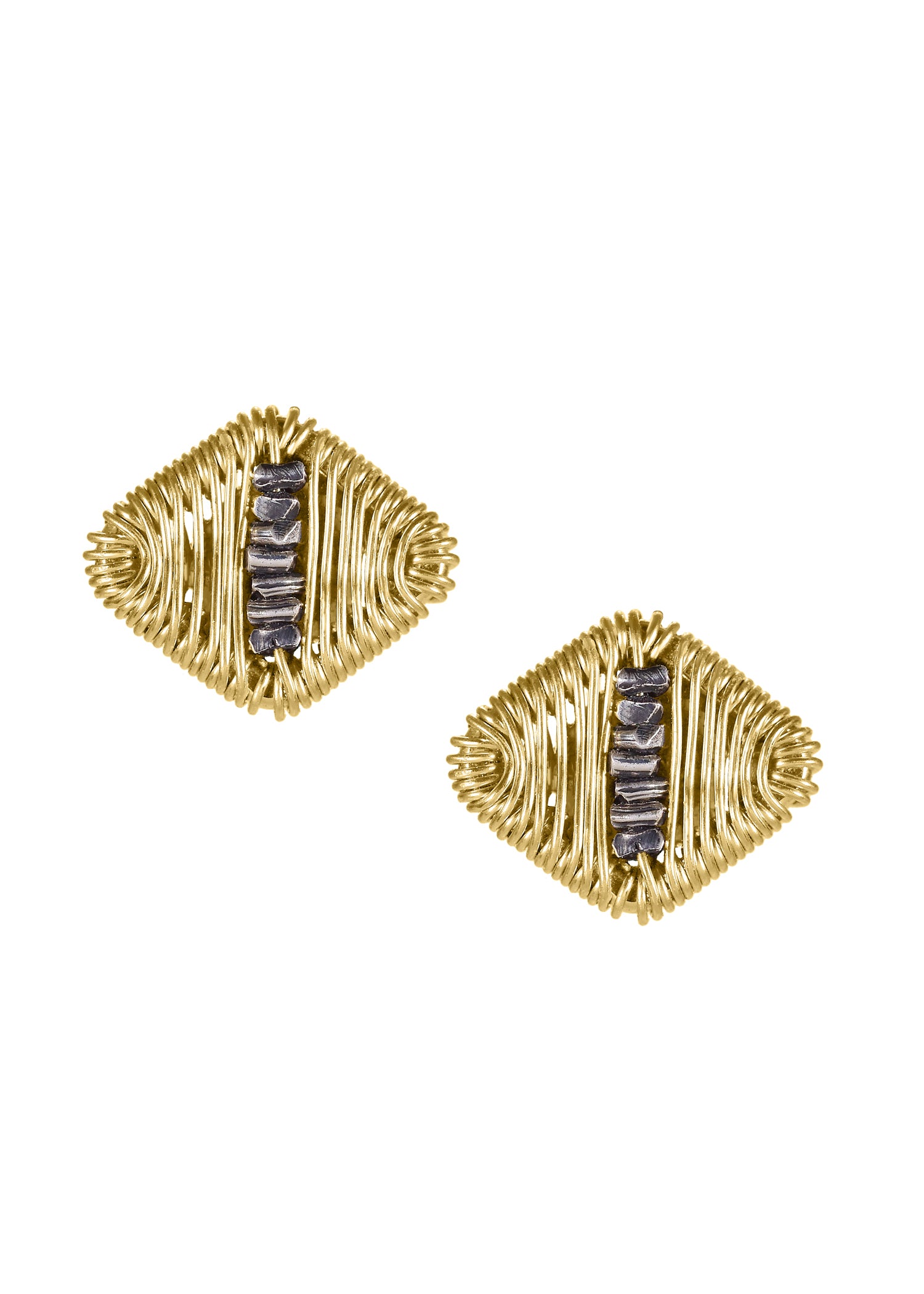 14k gold fill Sterling silver Mixed metal Earrings measure 3/8" in length and 7/16" in width Handmade in our Los Angeles studio