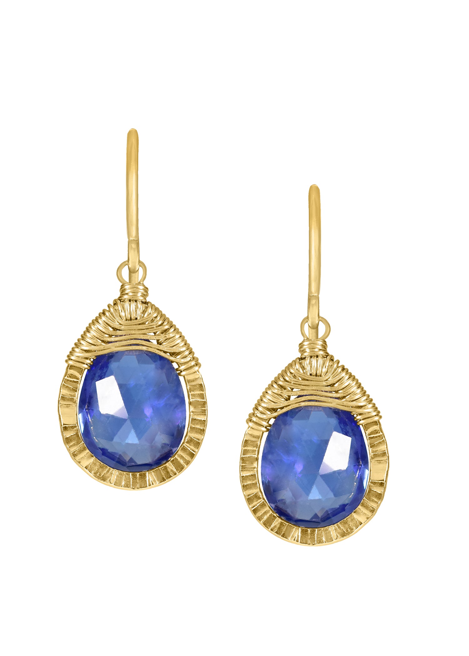 Kyanite 14k gold fill Earrings measure 15/16" in length (including the ear wires) and 3/8" in width at the widest point Handmade in our Los Angeles studio