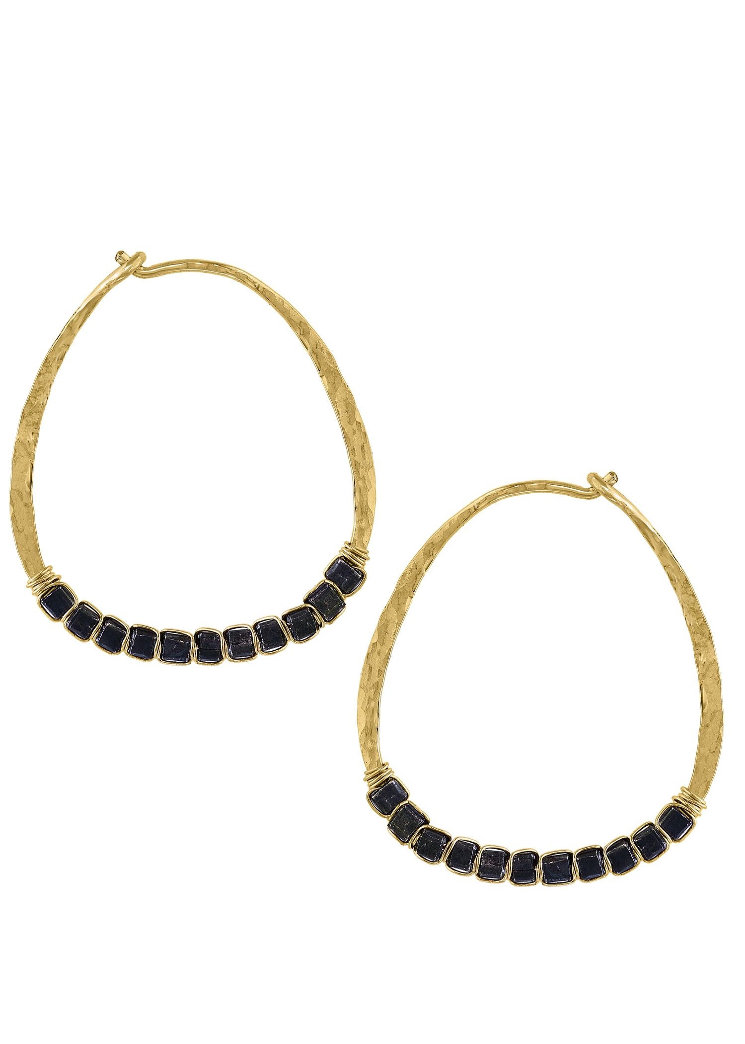 14k gold fill Blackened sterling silver Mixed metal Earrings measure 1" in length and 7/8" in width Handmade in our Los Angeles studio