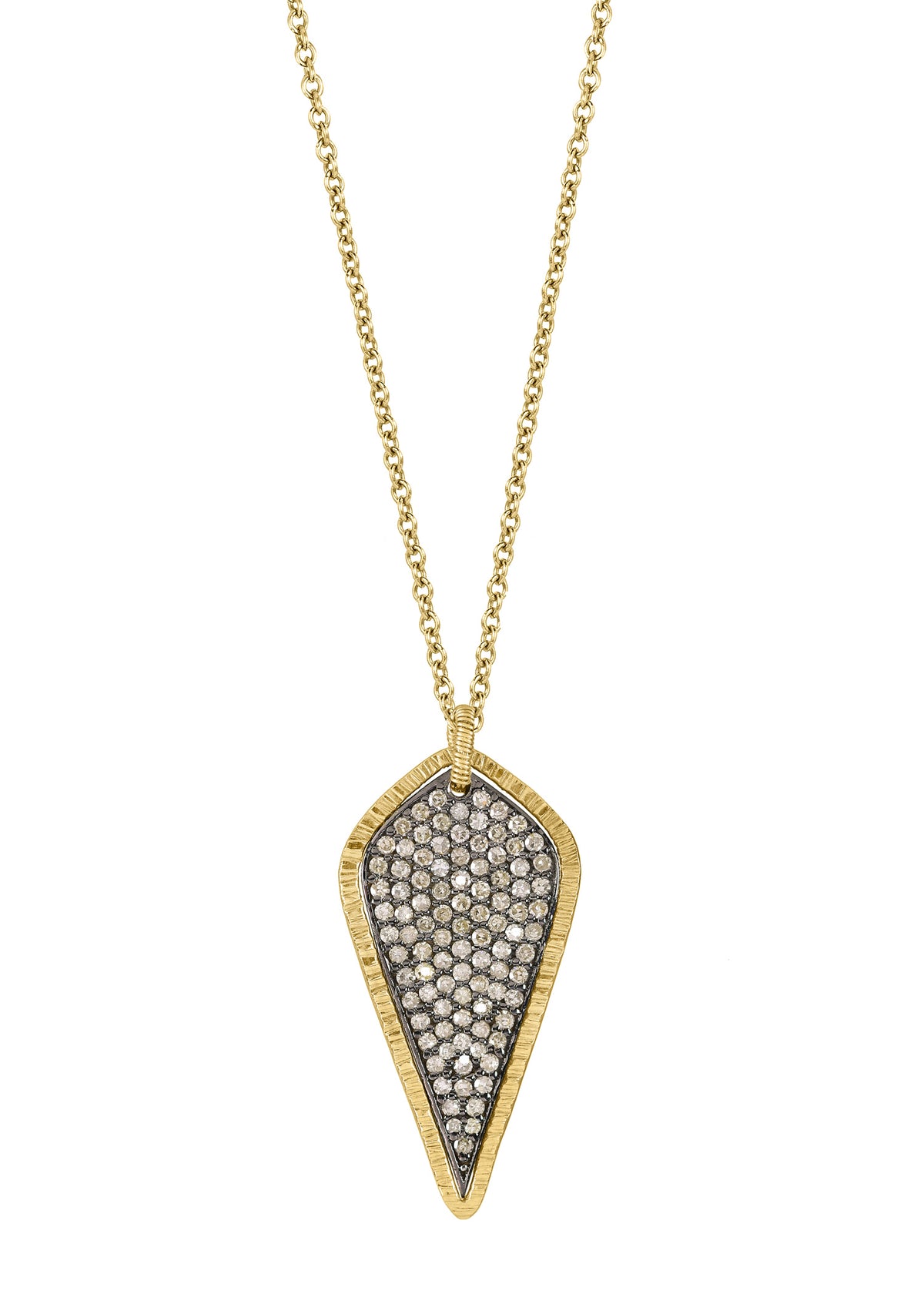 Diamond 14k gold Sterling silver Mixed metal Special order only Necklace measures 17&quot; in length Pendant measures 1-1/16&quot; in length and 9/16&quot; in width at the widest point Handmade in our Los Angeles studio
