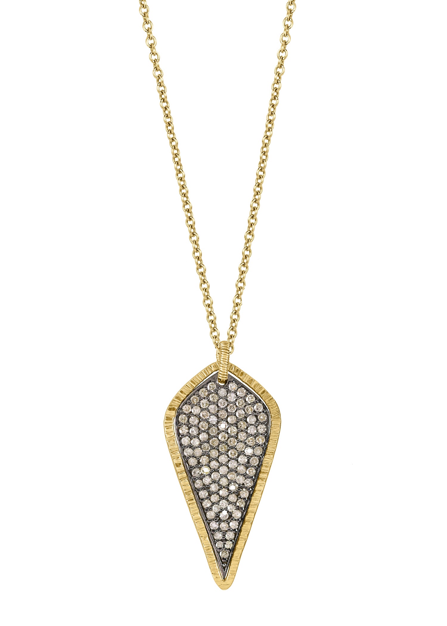 Diamond 14k gold Sterling silver Mixed metal Special order only Necklace measures 17" in length Pendant measures 1-1/16" in length and 9/16" in width at the widest point Handmade in our Los Angeles studio