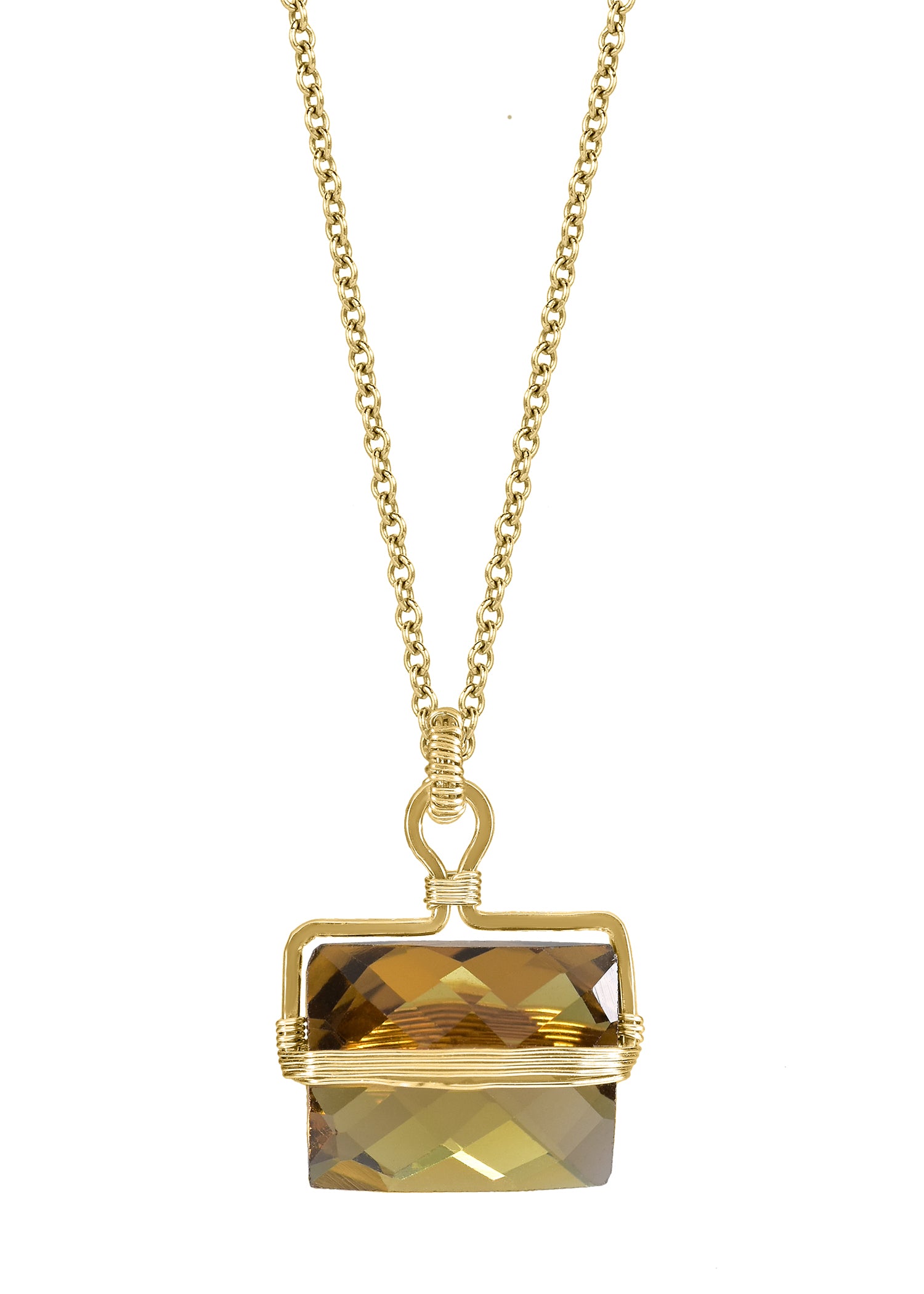 Whiskey quartz 14k gold fill Necklace measures 16" in length Pendant measures 5/8" in length and 9/16" in width Handmade in our Los Angeles studio