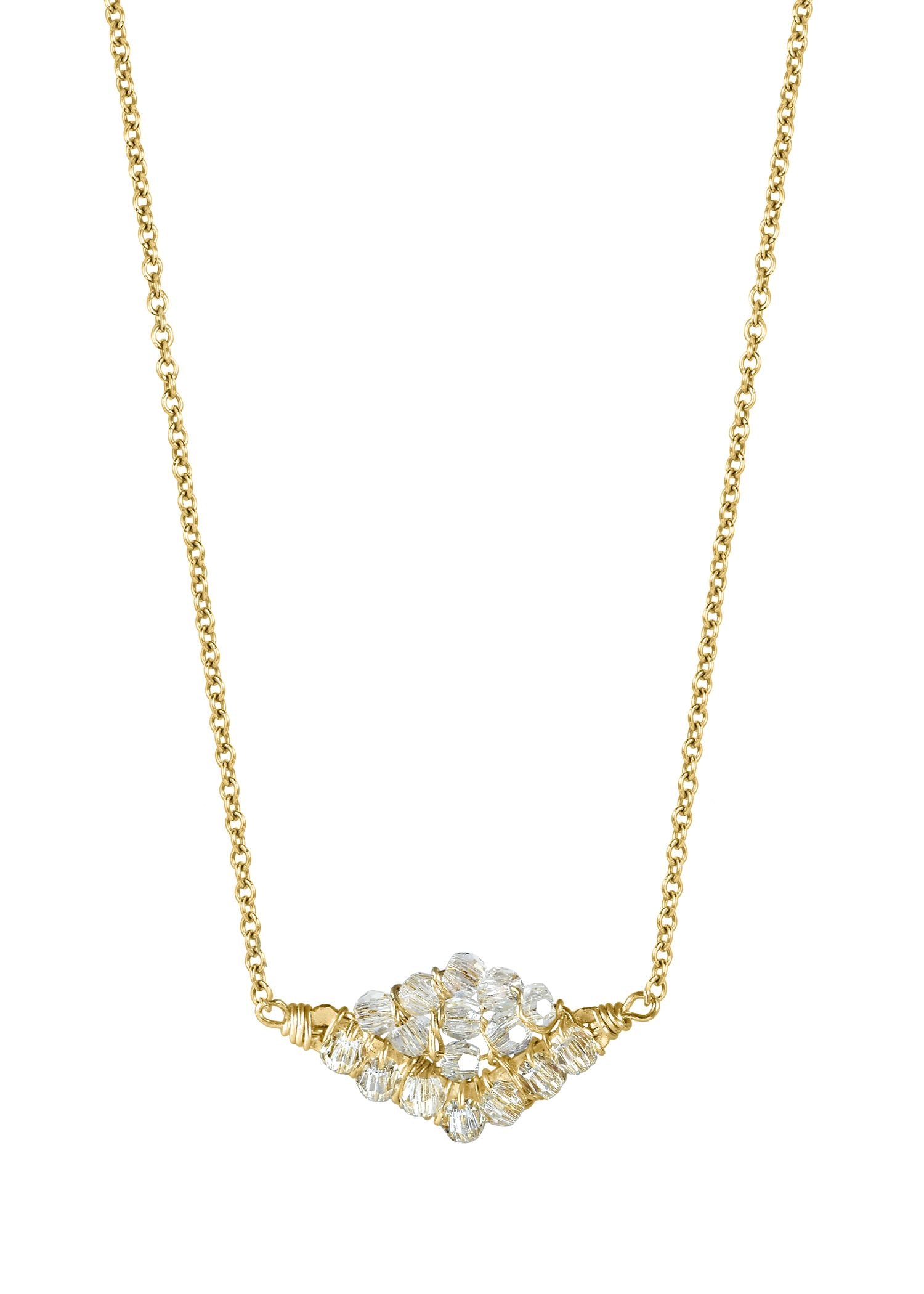 Crystal 14k gold fill Necklace measures 17” in length Pendant measures 5/16” in length and 1/2” in width Handmade in our Los Angeles studio