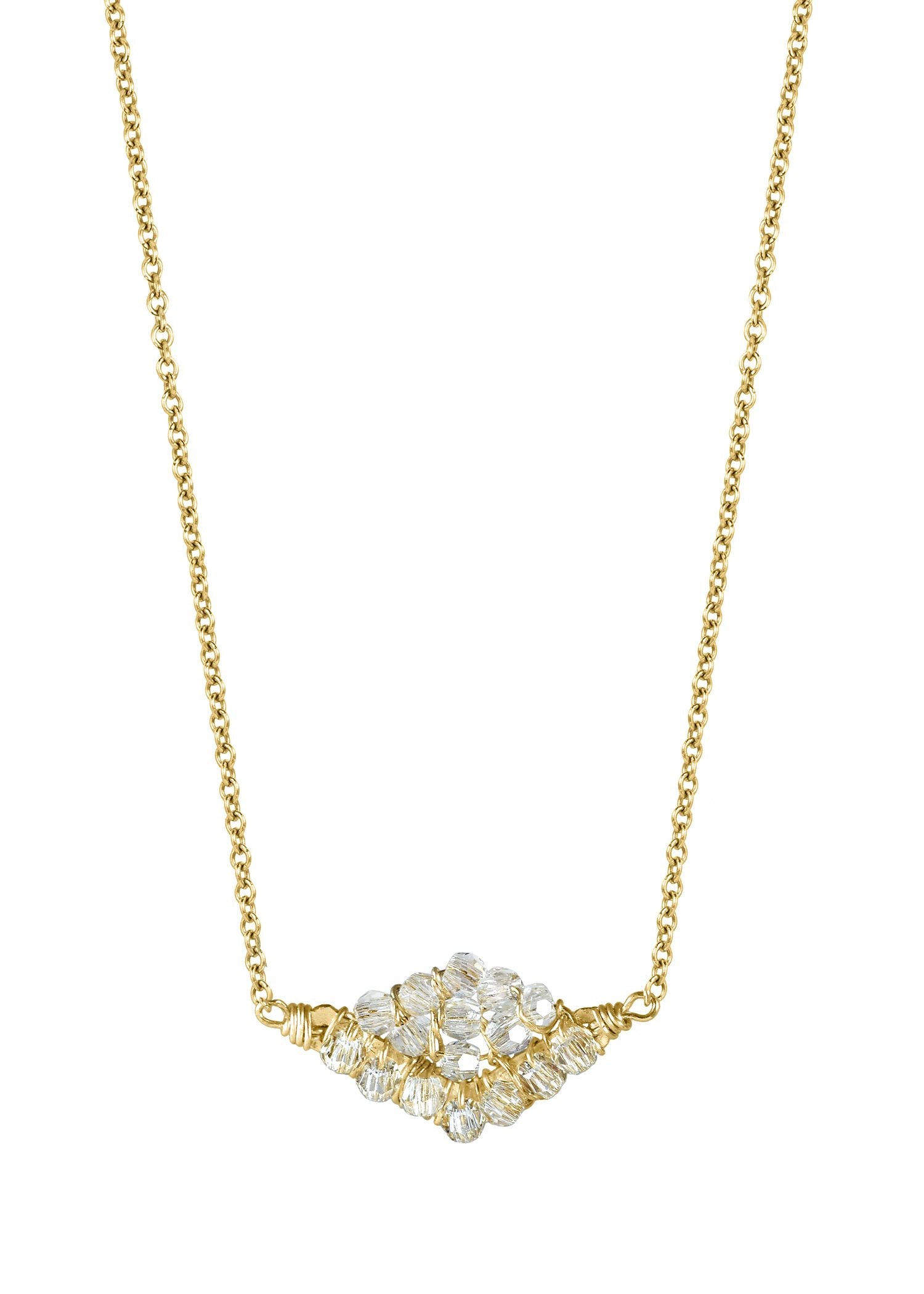 Crystal 14k gold fill Necklace measures 17” in length Pendant measures 5/16” in length and 1/2” in width Handmade in our Los Angeles studio